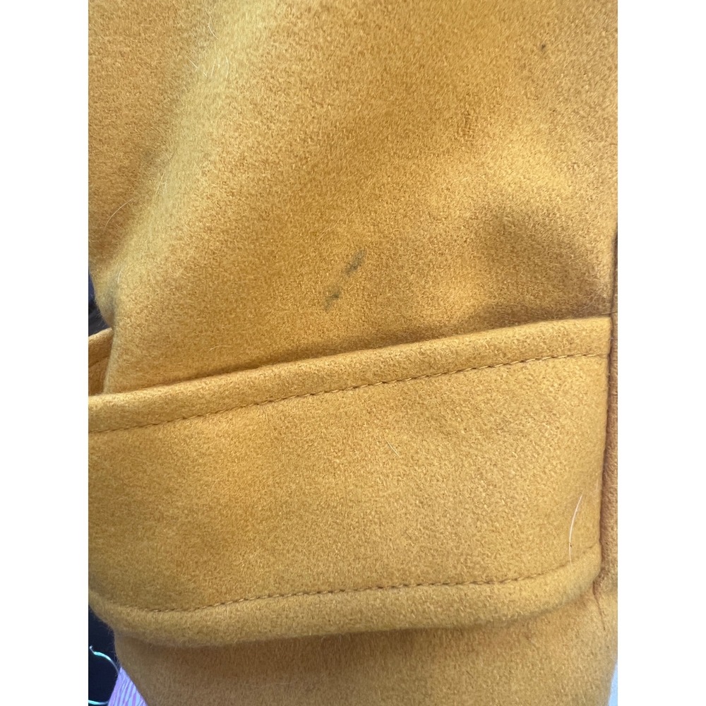 Moda International Mustard Yellow Wool Blend Belted Trench Coat Womens Sz 10 - Picture 7 of 9